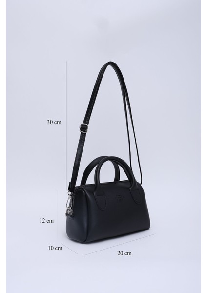 Siyah Shk184 Deri Tek Bölmeli Fermuarlı Ayarlanabilir Askılı El, Kol Ve Omuz Çantası E:20 U:12 fiyatları