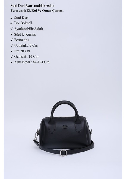 Siyah Shk184 Deri Tek Bölmeli Fermuarlı Ayarlanabilir Askılı El, Kol Ve Omuz Çantası E:20 U:12 modelleri