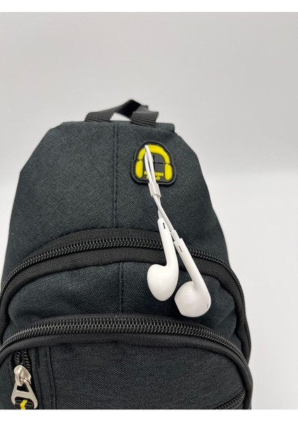 Siyah Unisex Newish Polo Su Geçirmez Keten Kulaklık Çıkışlı Çapraz Askılı Göğüs ve Omuz Çantası indirimleri