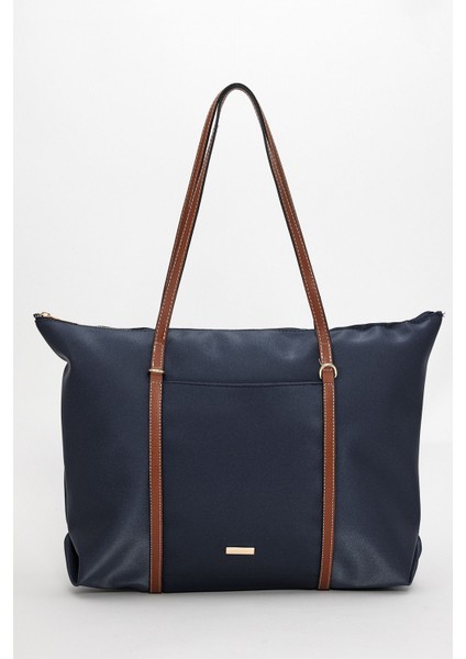 Kadın Şeritli Shopper Omuz Çantası Boris