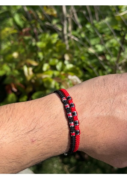 Varisit, Lav, Hematit 2'li Bileklik - Çift Bileklik - Tasarım Makrome Bileklik 4mm Ayarlanabilir modelleri