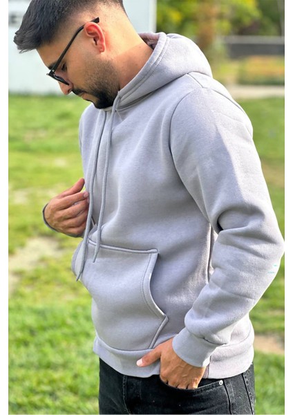 Slimfit Kesim Erkek 3 Iplik Sardonlu Swetshirt-Gri modelleri