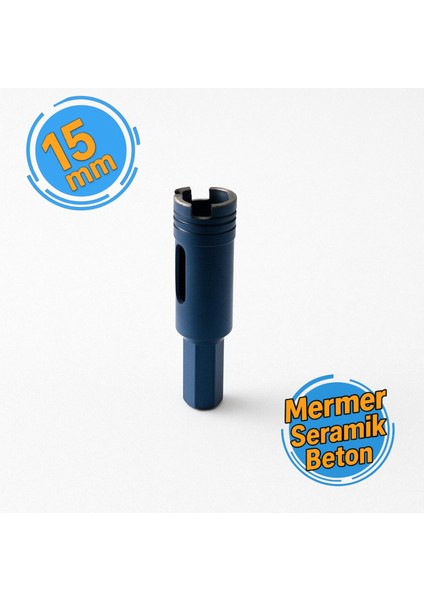 Dıager Silindirik Şaftlı Sert Fayans Mermer Delme Ucu 15 mm