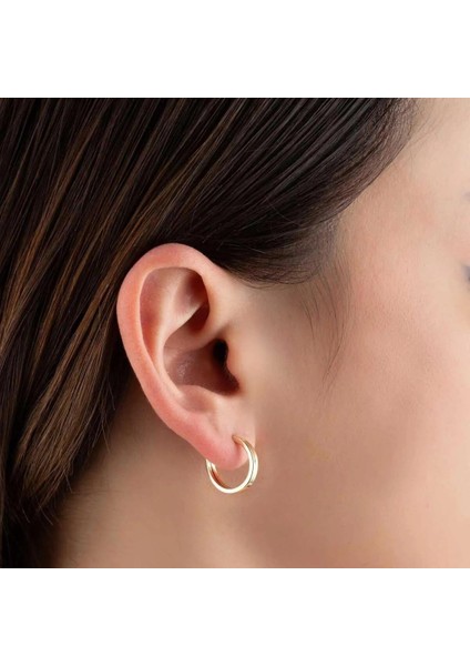 14 Ayar Altın Düz Halka Gizli Kilit Küpe TEKLİ 1.5 cm fiyatları