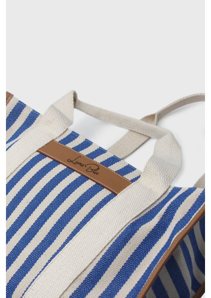 Kadın Çizgili Keten Tote Çanta modelleri