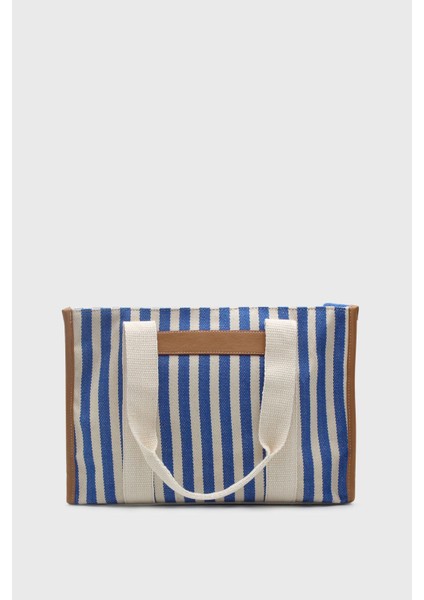 Kadın Çizgili Keten Tote Çanta fırsatları