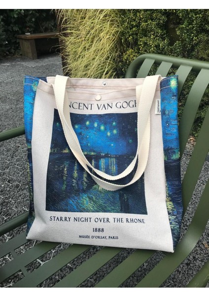 Van Gogh Kanvas Bez Çanta Yıkanabilir Çıtçıtlı Cepli modelleri