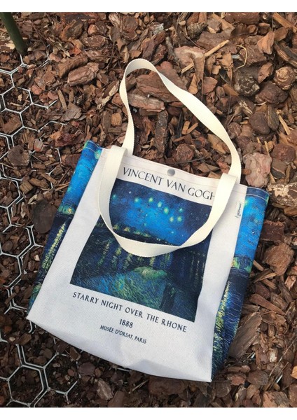 Van Gogh Kanvas Bez Çanta Yıkanabilir Çıtçıtlı Cepli fırsatları