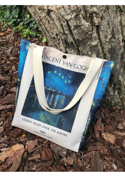 Van Gogh Kanvas Bez Çanta Yıkanabilir Çıtçıtlı Cepli indirimleri