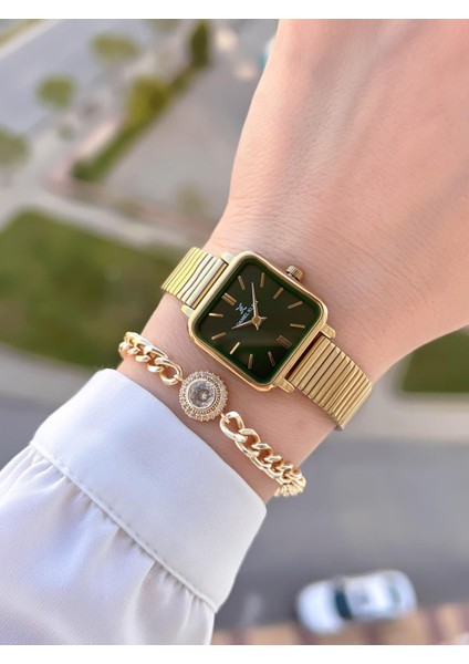 Çelik Kordon Köşeli Kasa 2 Yıl Garantili Bileklik Hediyeli Kadın Kol Saat BFG.10835.5 fiyatları