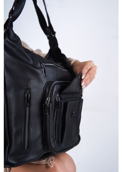 Kadın Yumuşak Deri Siyah Hem Kol Hem Sırt Çantası fiyatları