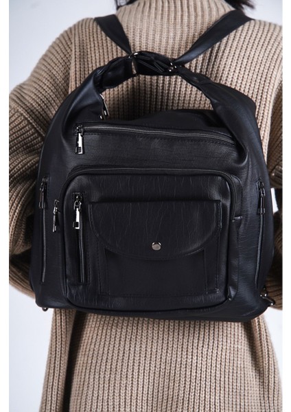 Kadın Yumuşak Deri Siyah Hem Kol Hem Sırt Çantası fırsatları