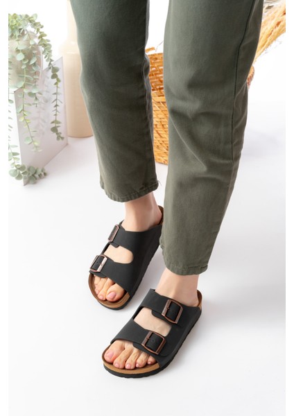 Unisex Çift Tokalı Terlik Konforlu Ev Dışarı & Terliği