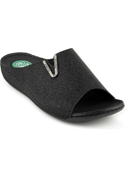 Mena 32219-581 Topuk Jelli Anatomik Taban Kadın Terlik Full Siyah 36-40