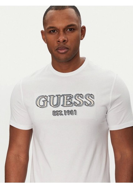 Ss Cn Guess Logo Tee Erkek Beyaz T-Shirt M5GI07I3Z14-G011 fırsatları