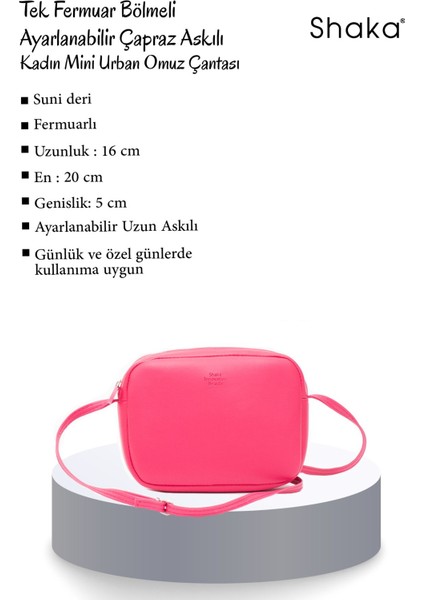 Fuşya U23 Deri ,Tek Bölmeli, Fermuarlı,Süet Iç Kumaş, Ayarlanabilir Askılı, Mini Urban Omuz Ça modelleri