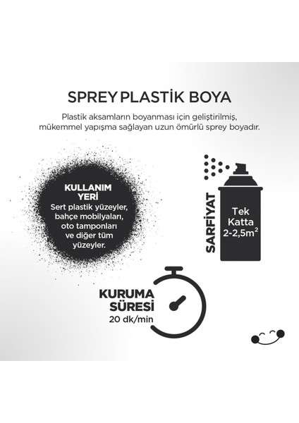 Plastik Yüzey Mat Siyah Sprey Boya 400 ml - Ral 9004