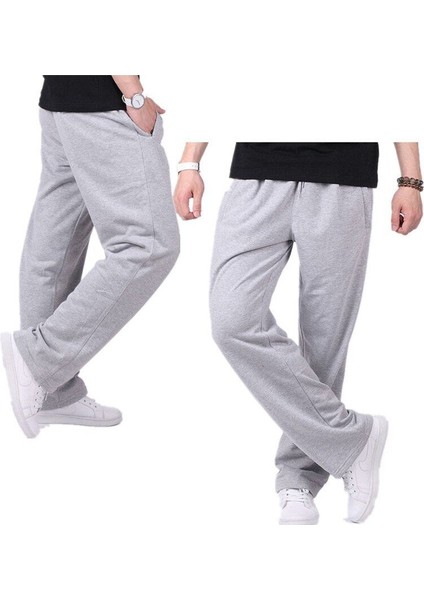 Düz Paça Rahat Kalıp Günlük Giyim İçin İdeal Gri Düz Paça Erkek Eşofman Altı