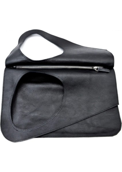 Asimetrik Model Siyah Hakiki Deri El Portföy Clutch fırsatları