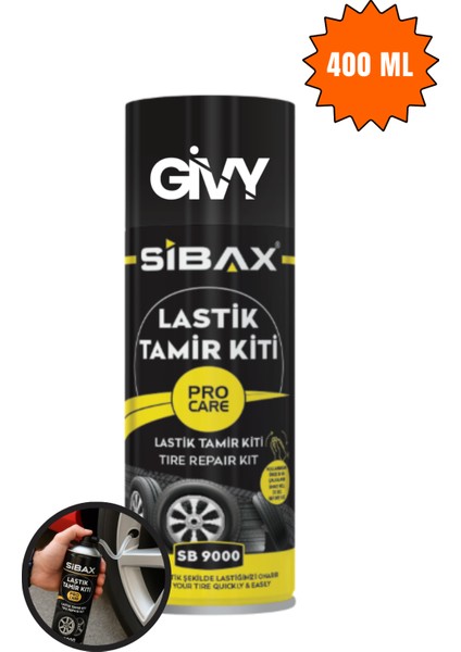 Lastik Tamir Kiti Sprey 400 ml – Patlak Lastik Şişirme ve Anında Onarım Spreyi SB9000