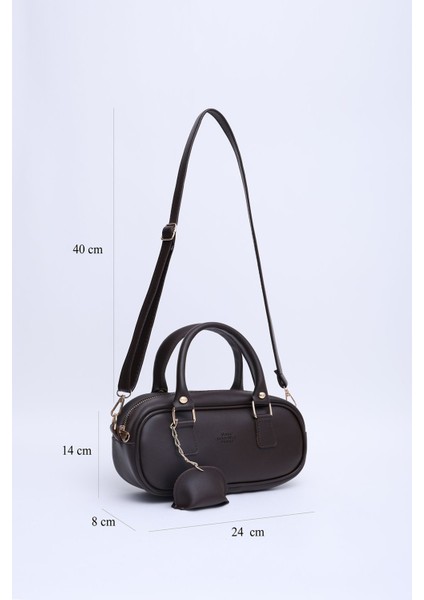 Kahve Rengi Shk207 Deri Charm Detaylı Fermuarlı Ayarlanabilir Askılı El, Kol Ve Omuz Çantası U fiyatları
