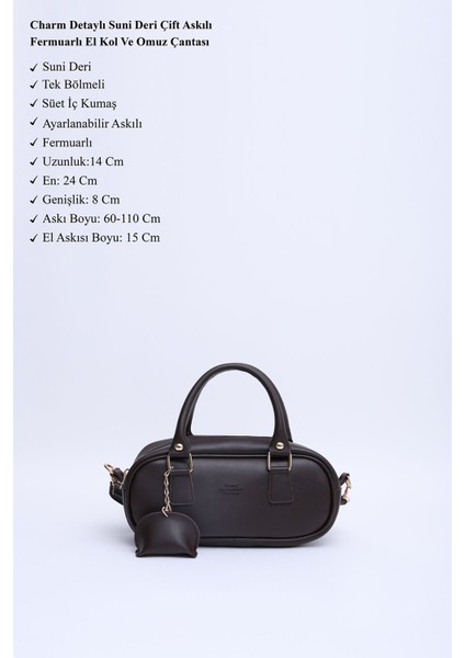 Kahve Rengi Shk207 Deri Charm Detaylı Fermuarlı Ayarlanabilir Askılı El, Kol Ve Omuz Çantası U modelleri
