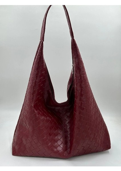 Stores Örgü Desenli Geniş Deri Kadın Büyük Boy Omuz Çantası fırsatları