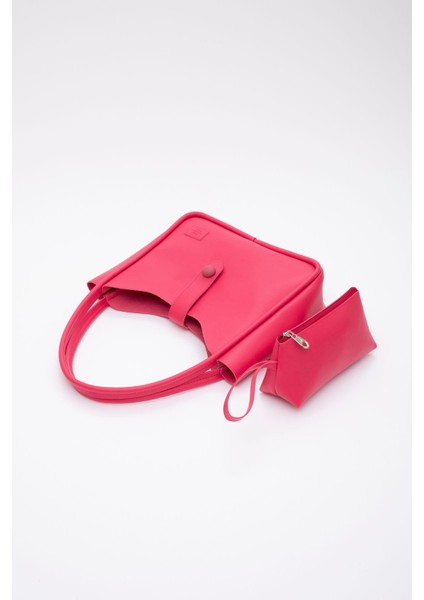 Fuşya Shk79 Deri Düğme Detaylı Çıtçıtlı Makyaj Çantalı Kol Ve Omuz Çantası E:30 U:22 G:10 indirimleri