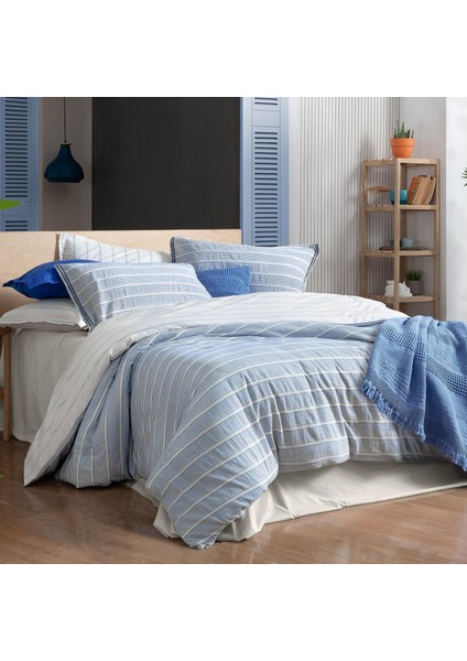 Trina Mavi King Size (Battal Boy) %100 Pamuk Mood Comfort Nevresim Takımı