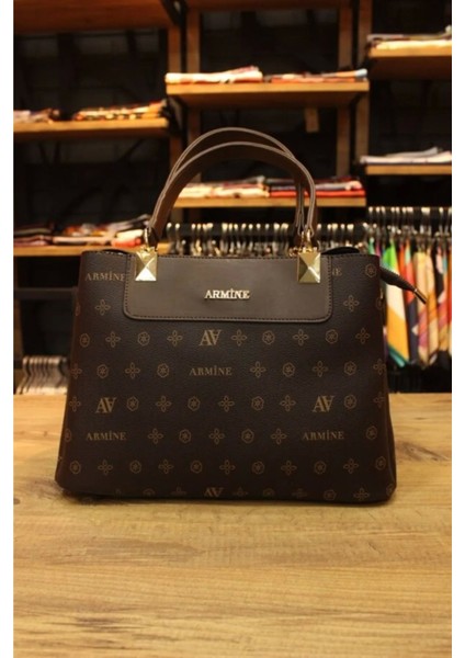 Kadın Omuz Çanta Klasik 206 Kahve Baskılı