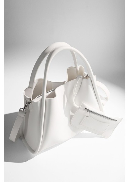 Kadın Beyaz Deri Cüzdanlı El Ve Omuz Çanta fiyatları