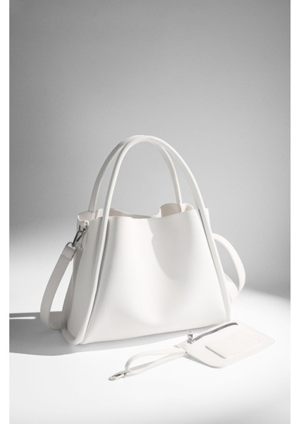 Kadın Beyaz Deri Cüzdanlı El Ve Omuz Çanta modelleri