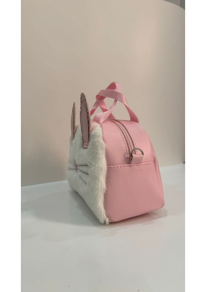 Çocuk Omuz Çantası Pembe Peluşlu Kedi Ve Kalp Desenli modelleri