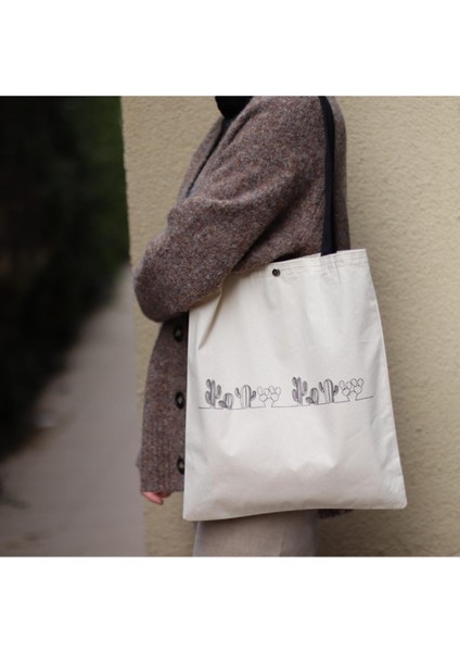 Kadın Kaktüs Tasarım Çıtçıtlı Bez Çanta fiyatları