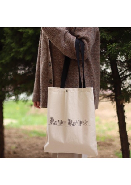 Kadın Kaktüs Tasarım Çıtçıtlı Bez Çanta modelleri