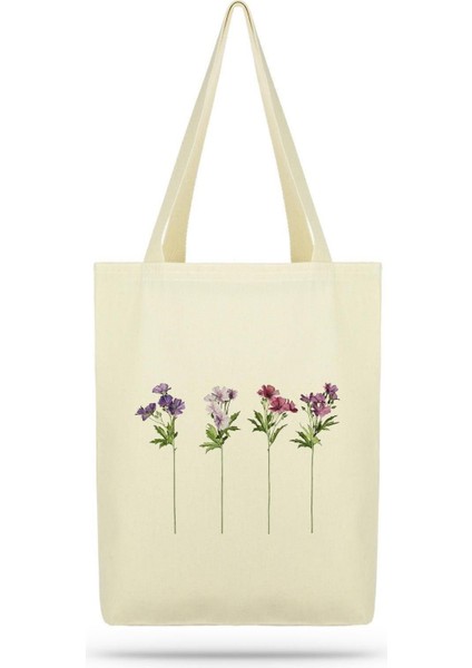 Paket Uzun Dallı Çiçekler Kanvas Kumaş Bez Çanta fiyatları