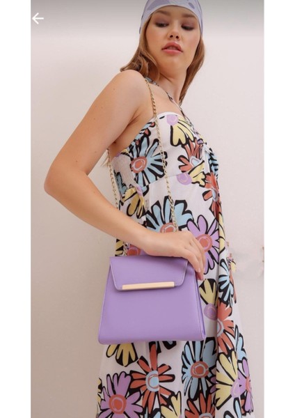 Kadın Lila Zincir Askılı Omuz Çantası