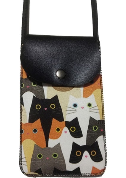 Kadın Çapraz Desenli Omuz Askılı Telefon Çantası Kılıfı