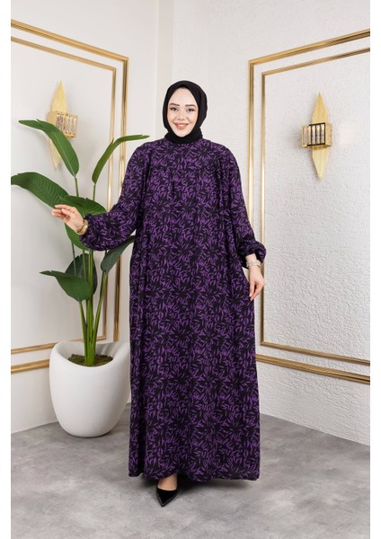 Robalı Desenli Viskon Elbise - Gri / E0126