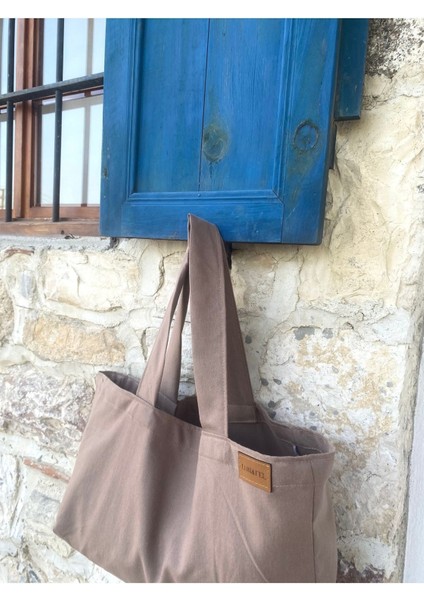 Çikolata Kahverengi Bez Çanta El Kol Ve Omuz Çantası - Büyük Boy fırsatları