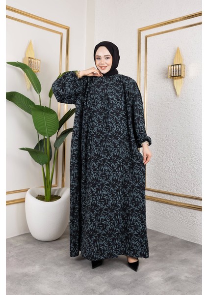 Robalı Desenli Viskon Elbise - Gri / E0126