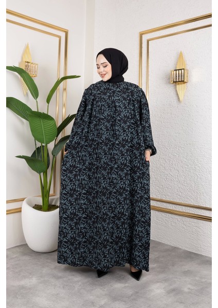 Robalı Desenli Viskon Elbise - Gri / E0126