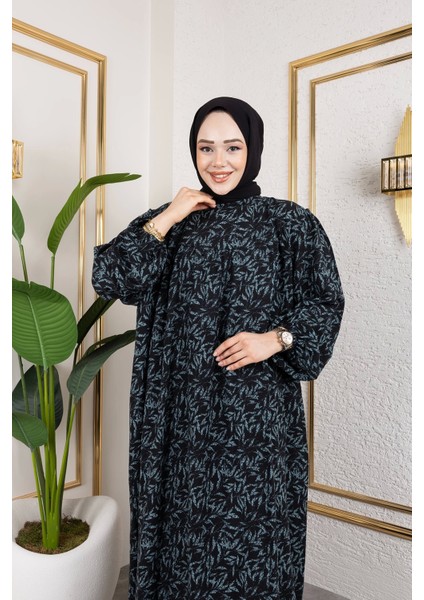 Robalı Desenli Viskon Elbise - Gri / E0126