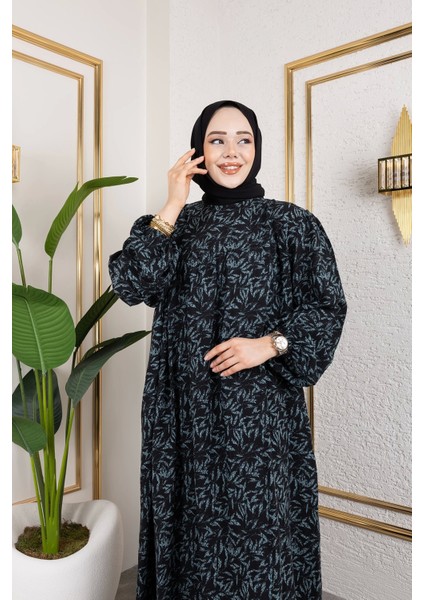 Robalı Desenli Viskon Elbise - Gri / E0126