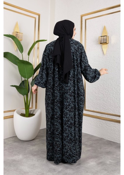 Robalı Desenli Viskon Elbise - Gri / E0126