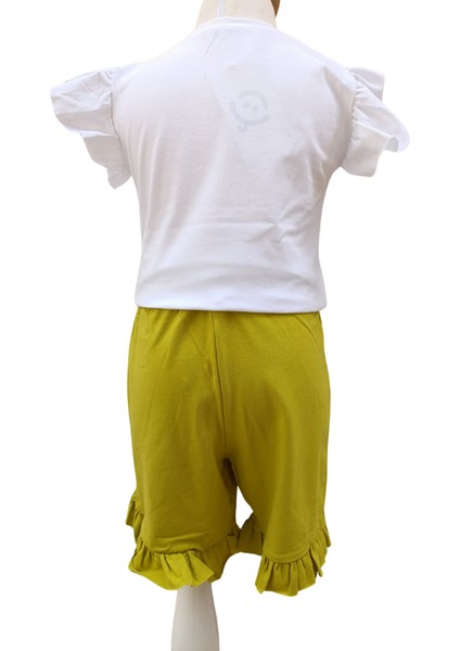 Kız Çocuk T-Shirt Şort Ikili Takım Penye 4 Yaş Beyaz - Yeşil fırsatları