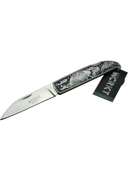 Populermarketim - Cr 0102 Kamp Çakı 20 cm - Balık Desenli Metal Sap, Kılıflı, Kutulu