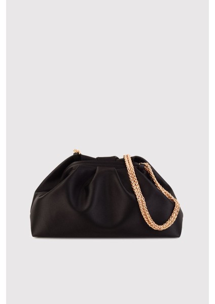Siyah Kadın Saten Kumaş Zincirli Omuz Çantası fiyatları