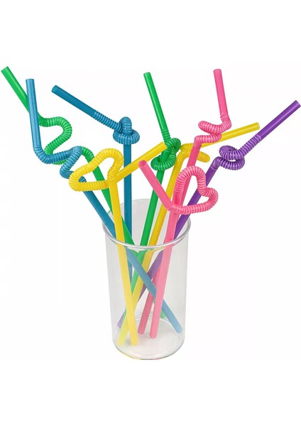 Artistik Pipet Karışık Renkli Körüklü Pipet 2 x 50'li Paket