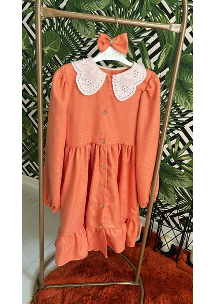 Wednesday Hazır Yaka Vintage Çocuk Elbise Somon fırsatları